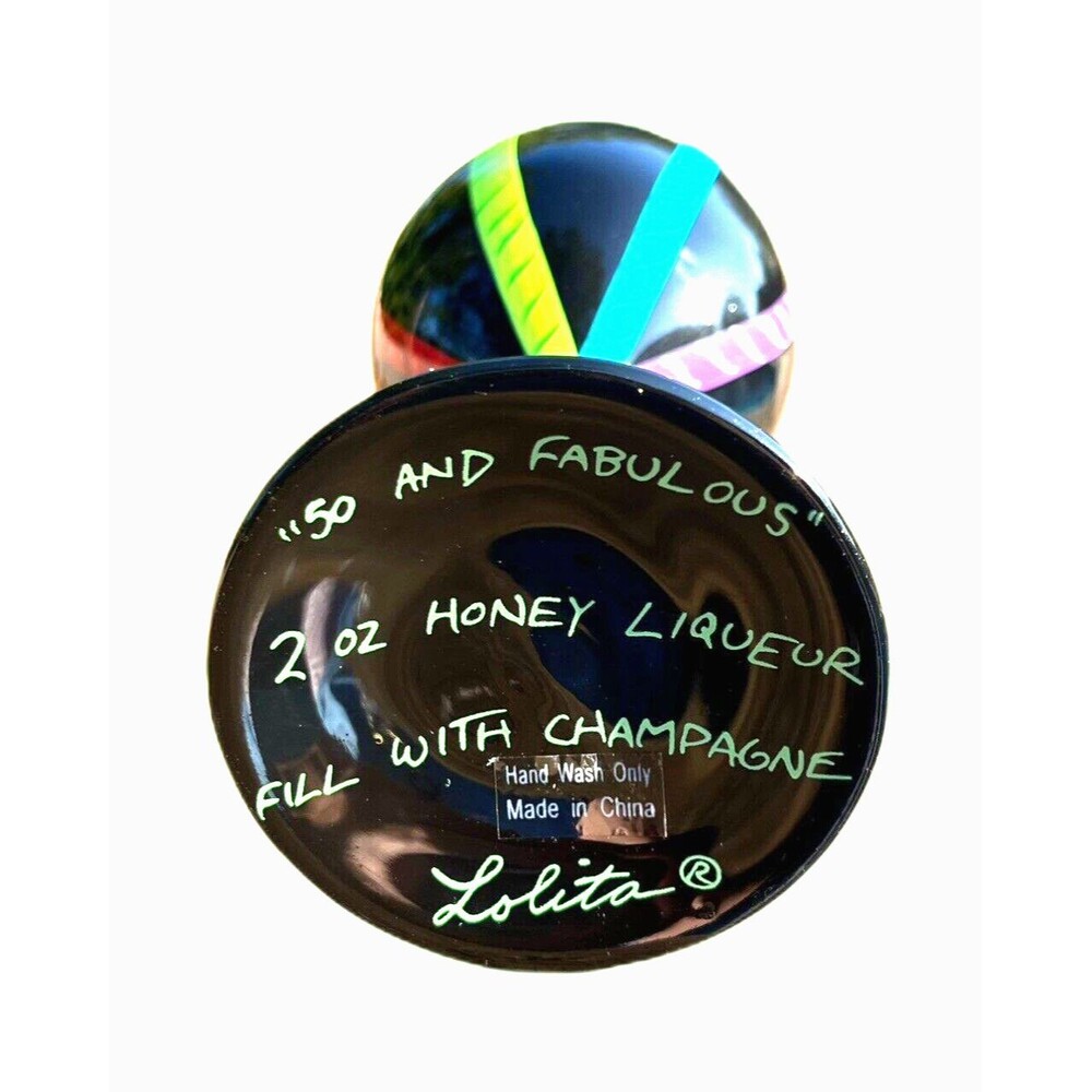 Lolita 50 and Fabulous 50th Birthday Hand Painted Wine Glass NWT Box